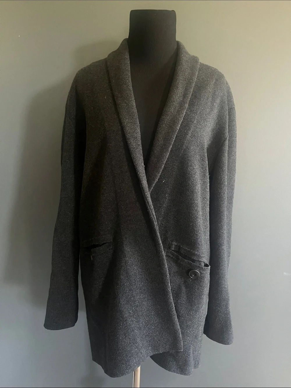 J. Crew Dark Charcoal Shawl Collar Cardigan